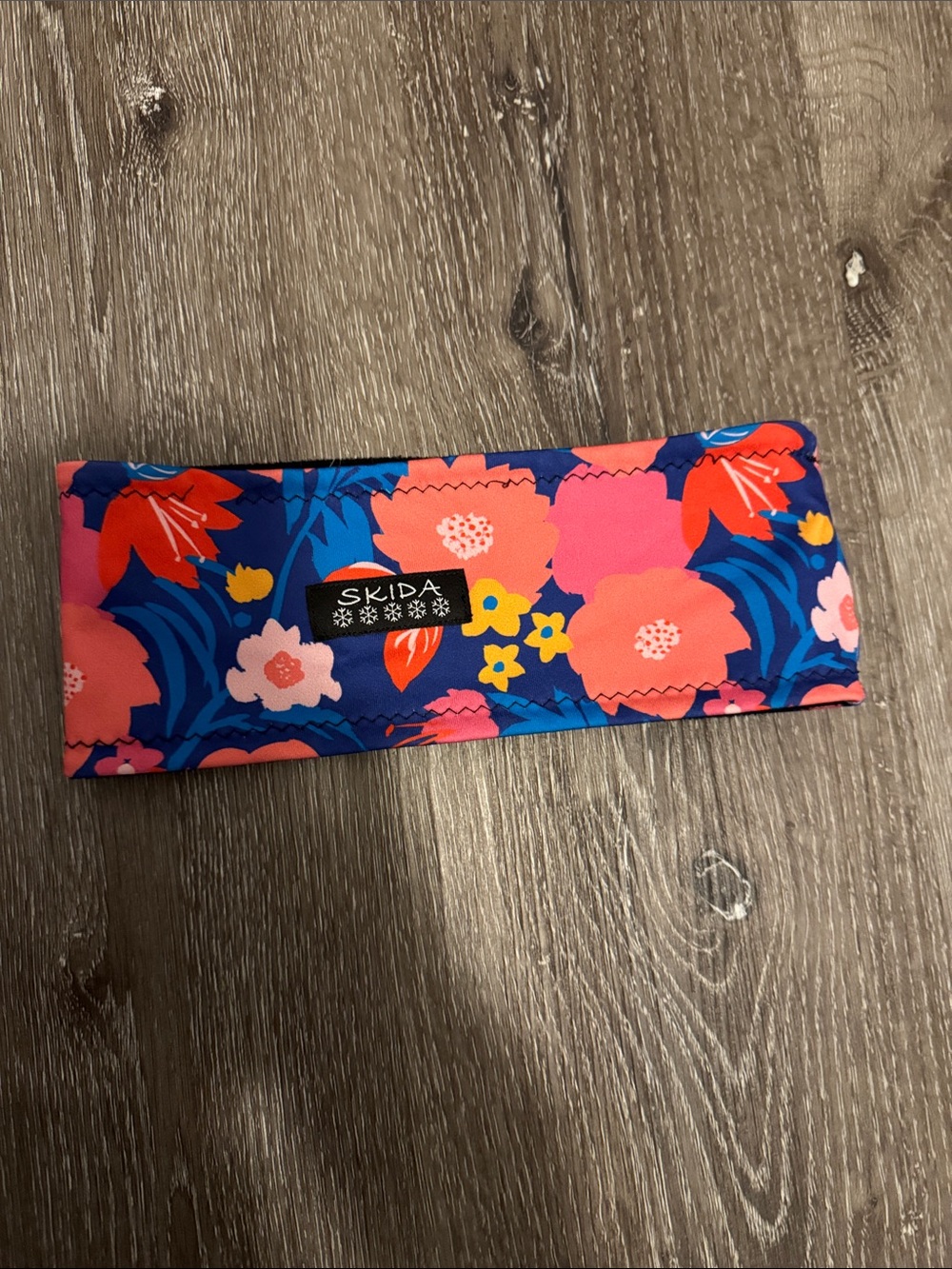 Skida Floral fleece-lined Stretch Headband in Blue and Pink